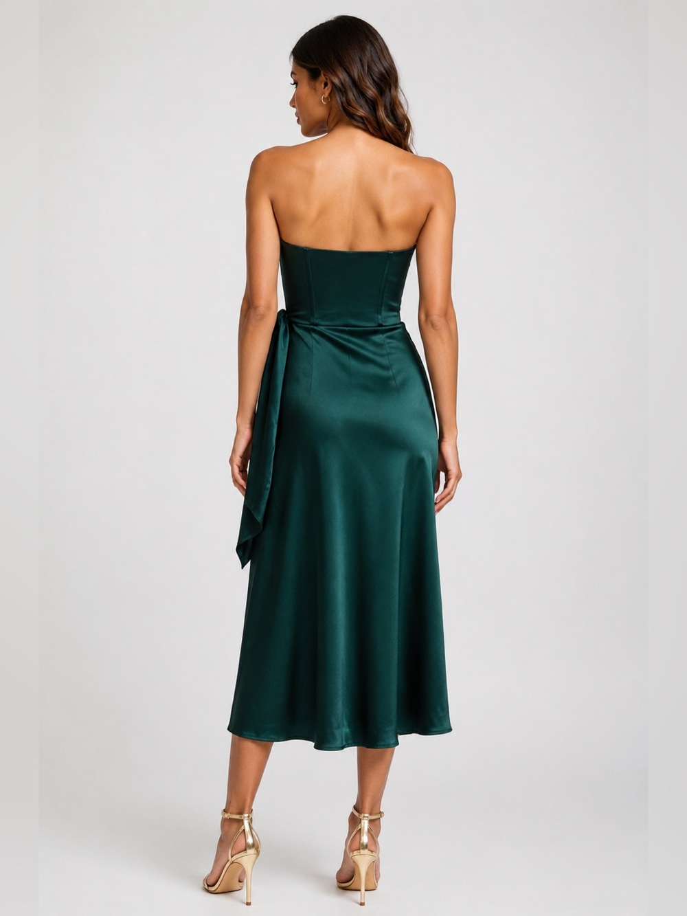 Jonathan Simkhai Emerald Green Wrap Bustier Midi Dress - Sz 2 - Picture 6 of 10